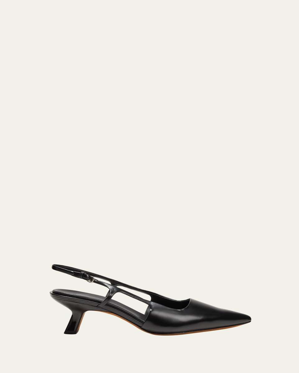 Bianca Leather Kitten Slingback Pumps